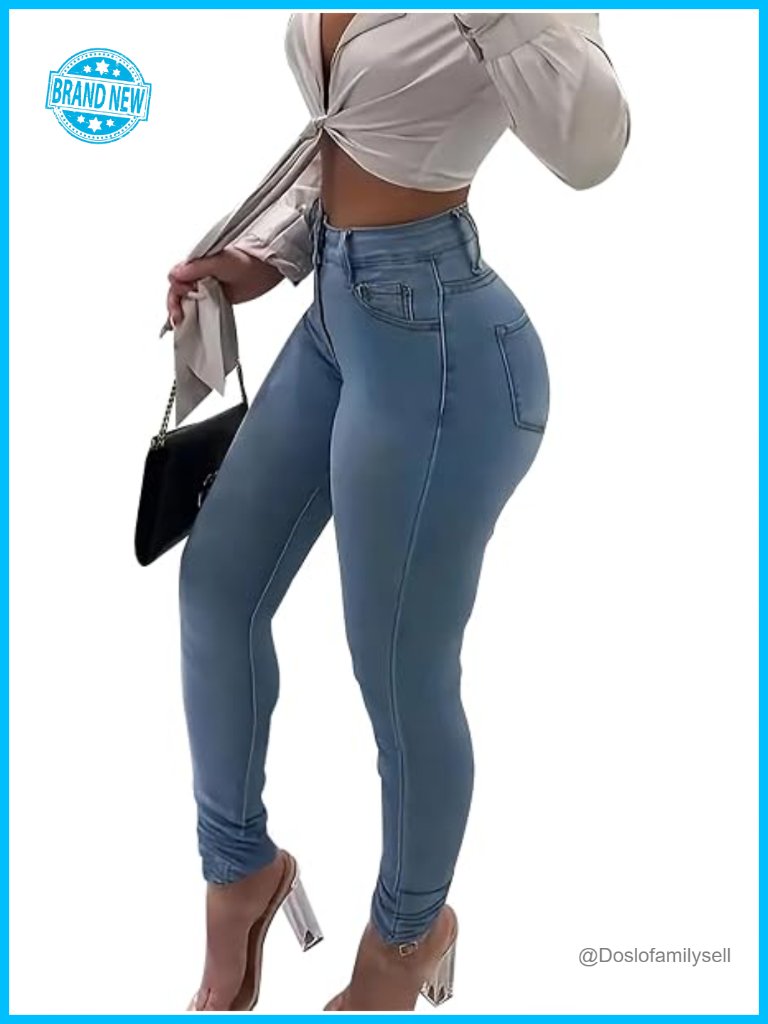 High Rise Curvy Skinny Butt Lifting Jeans Super Stretchy Cotton